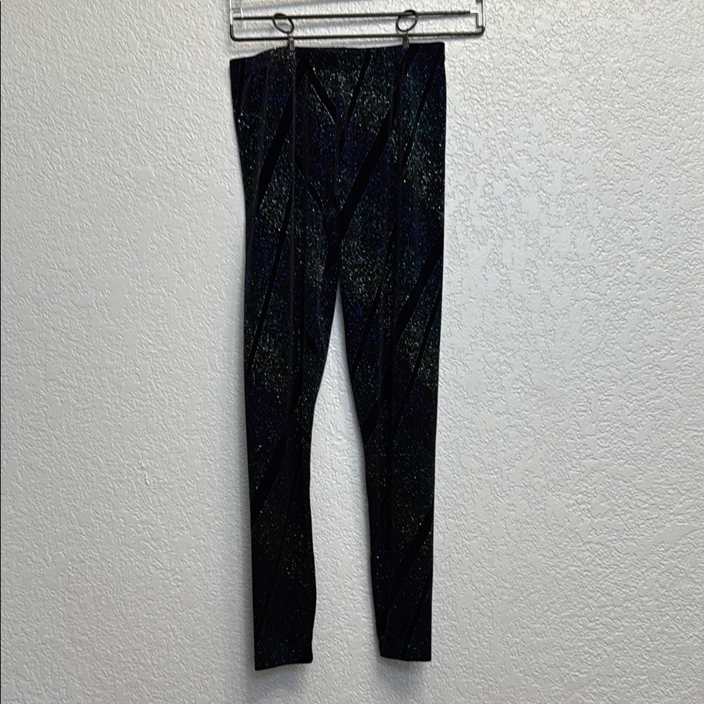 Topshop Black and Blue Glitter Leggings size 8